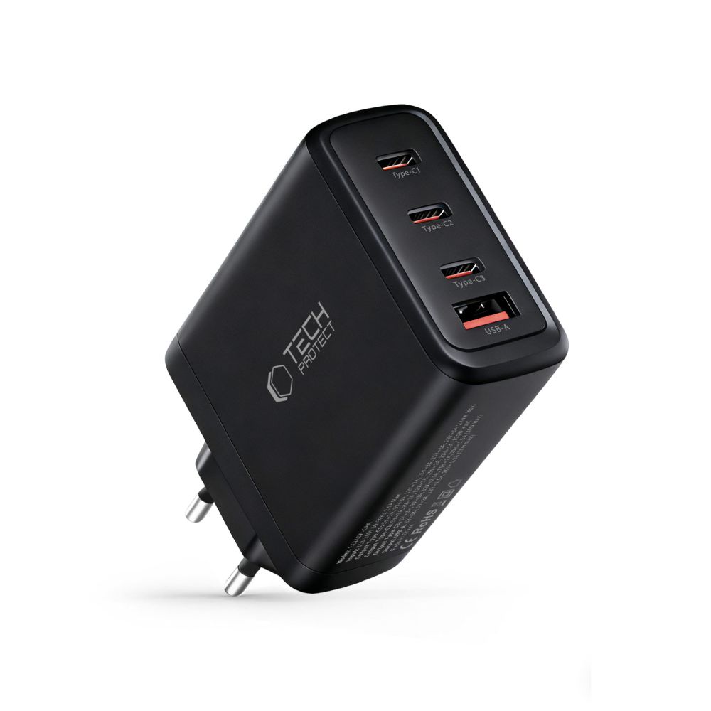 Tech-Protect Tech-Protect 140W Väggladdare PD QC3.0 USB-C/USB-A Svart