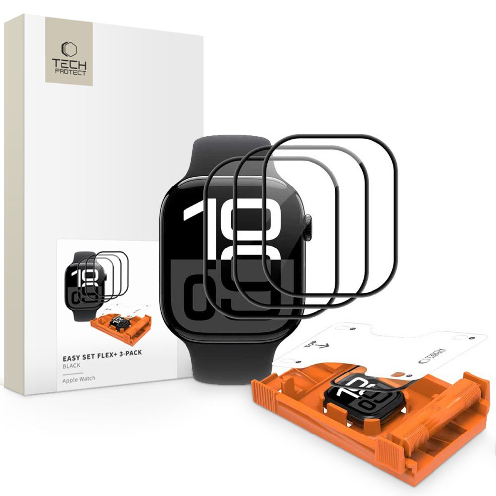 Tech-Protect Tech-Protect Apple Watch 11/10 46 mm 3-PACK Skärmskydd EasySet Flex+