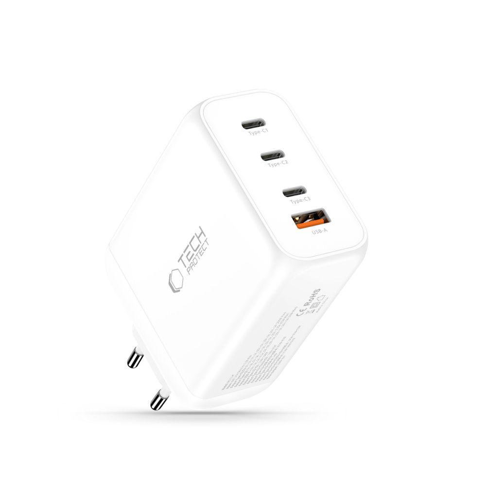 Tech-Protect Tech-Protect 200W Väggladdare PD QC3.0 USB-C / USB-A Vit