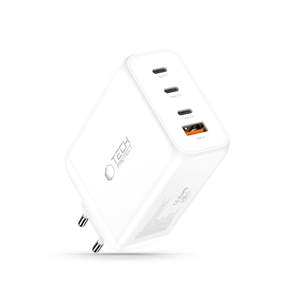 Tech-Protect Tech-Protect 240W Väggladdare PD QC3.0 USB-C / USB-A Vit