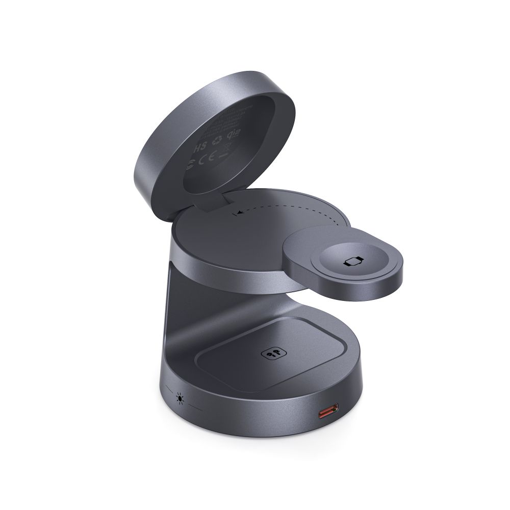 Tech-Protect Tech-Protect 25W 3in1 Trådlös Magnetisk MagSafe Laddare Dark Grey