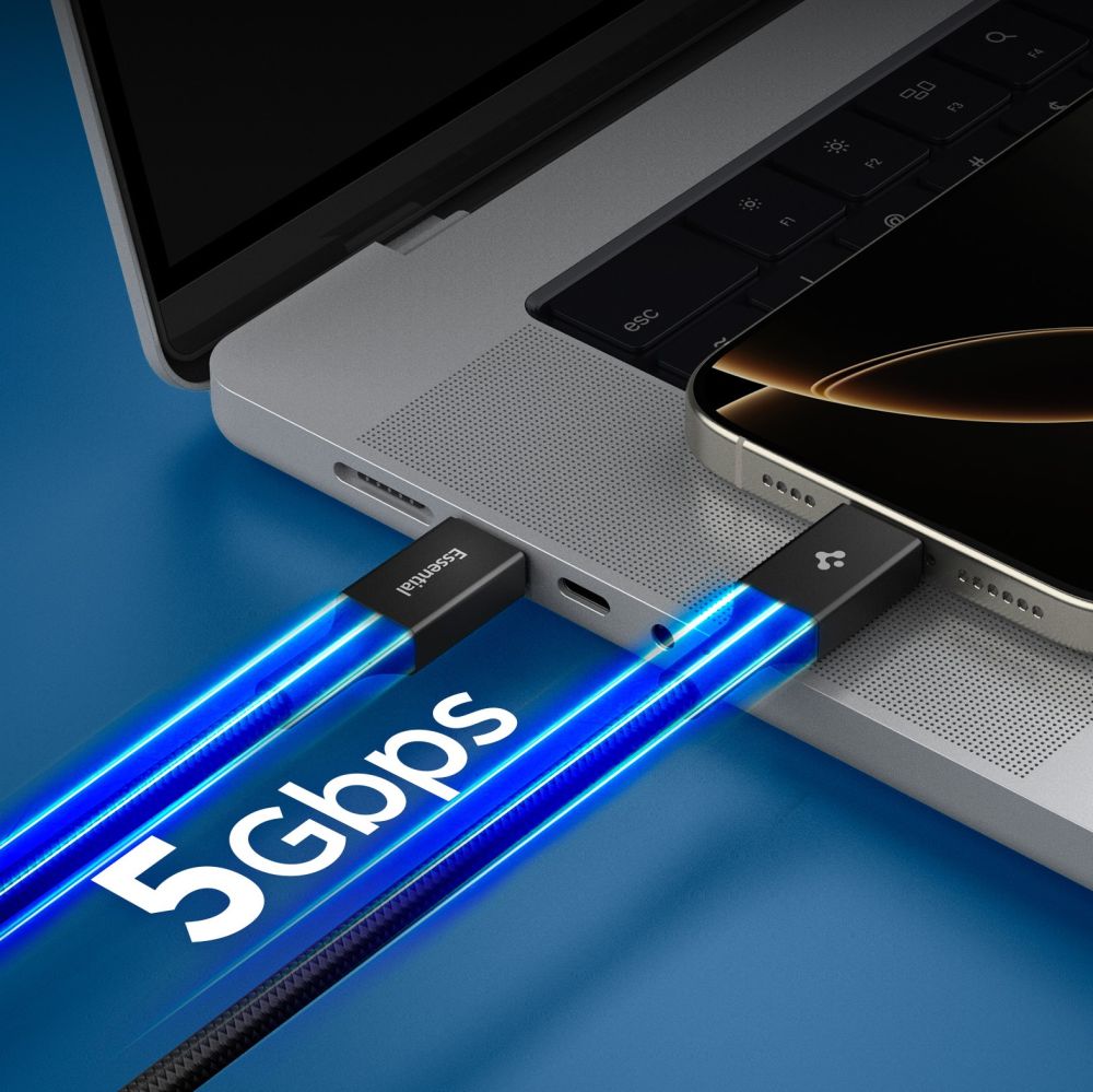Spigen Spigen 1m 100W USB-C - USB-C Kabel Essential Svart