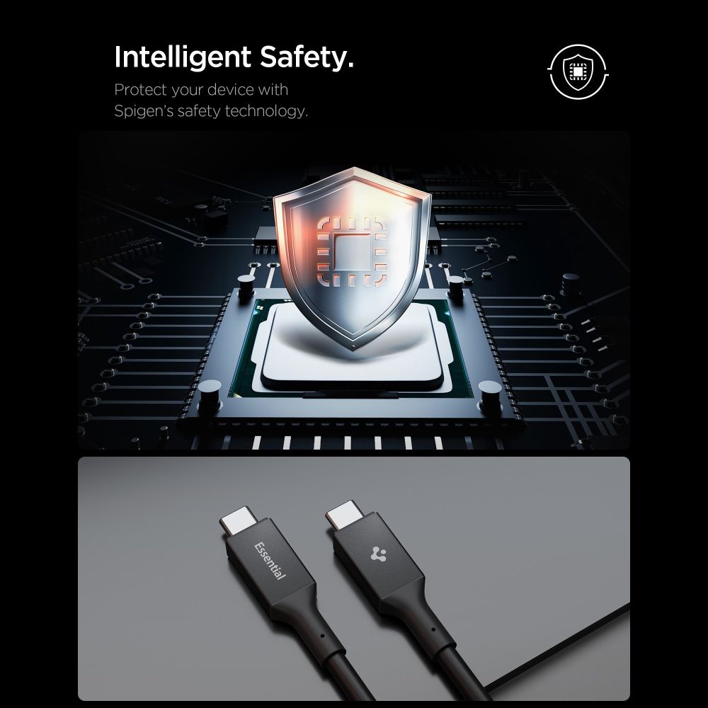 Spigen Spigen 2m 100W USB-C - USB-C Kabel Essential Svart