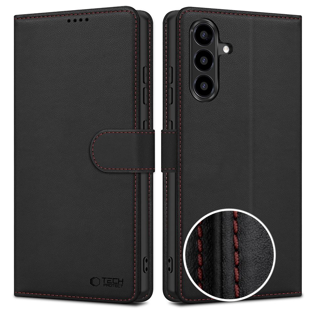 Tech-Protect Tech-Protect Galaxy A57 5G Fodral Läder Svart / Röd