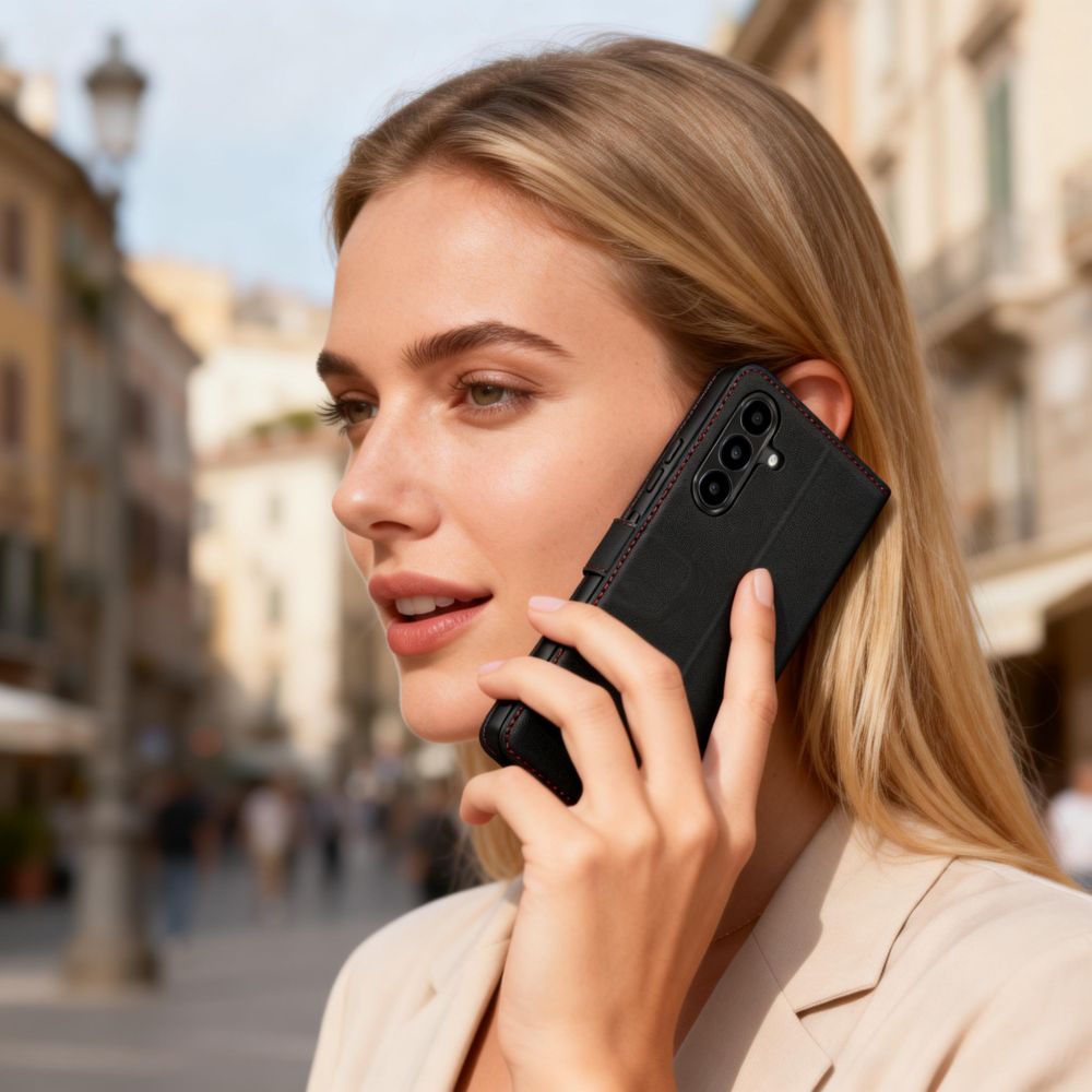 Tech-Protect Tech-Protect Galaxy A57 5G Fodral Läder Svart / Röd