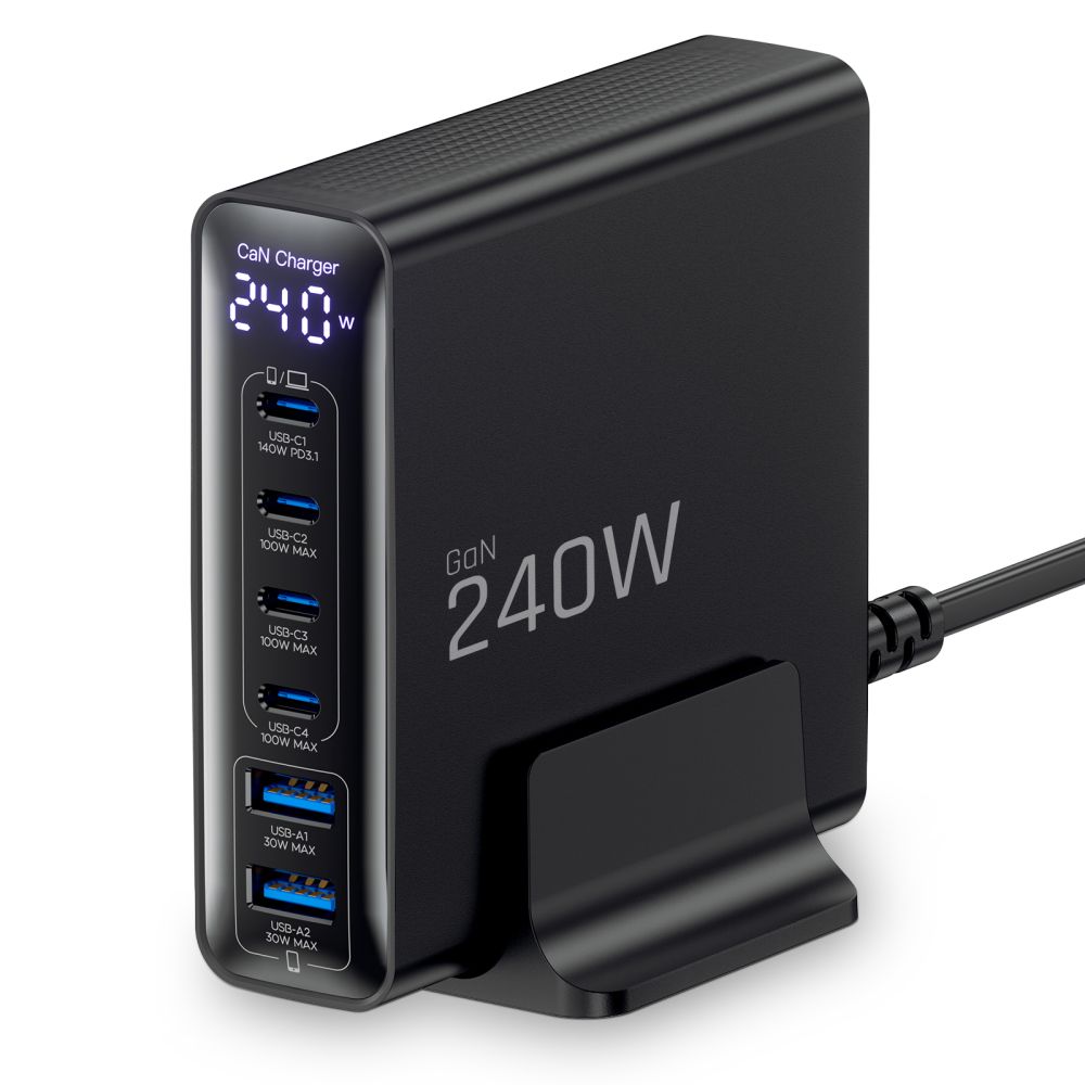 Tech-Protect Tech-Protect 240W QC3.0 Laddstation USB-C / USB-A Svart
