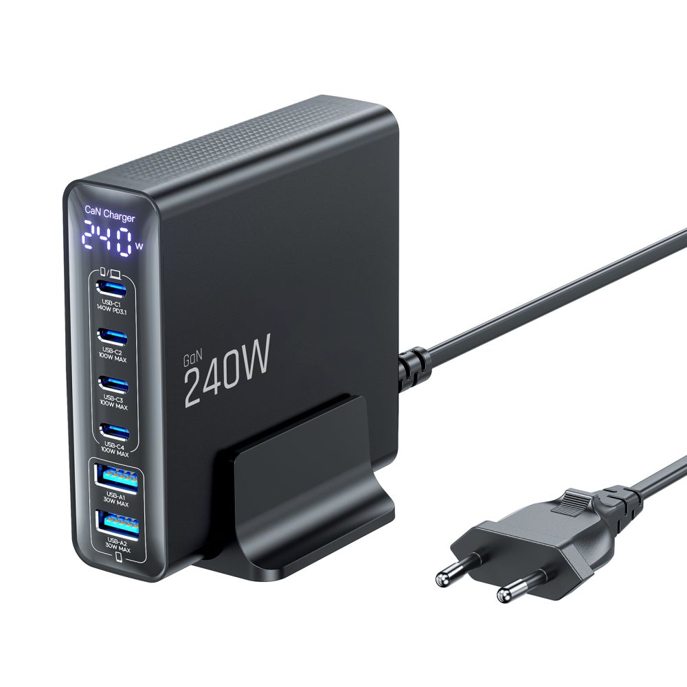 Tech-Protect Tech-Protect 240W QC3.0 Laddstation USB-C / USB-A Svart