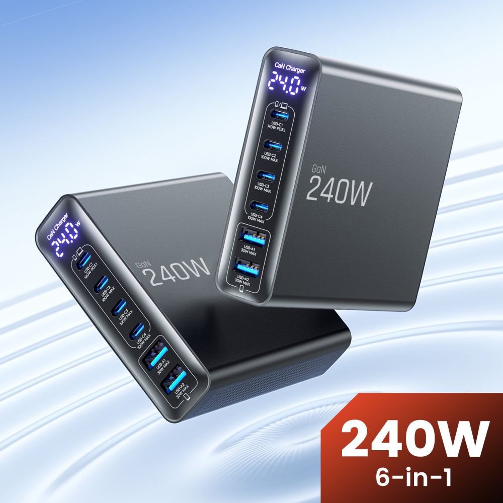Tech-Protect Tech-Protect 240W QC3.0 Laddstation USB-C / USB-A Svart