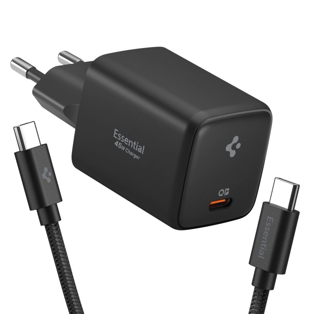 Spigen Spigen 45W Väggladdare Inkl. USB-C Kabel Essential Svart