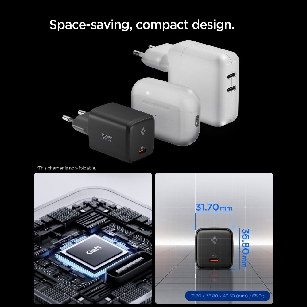 Spigen Spigen 45W Väggladdare Inkl. USB-C Kabel Essential Svart