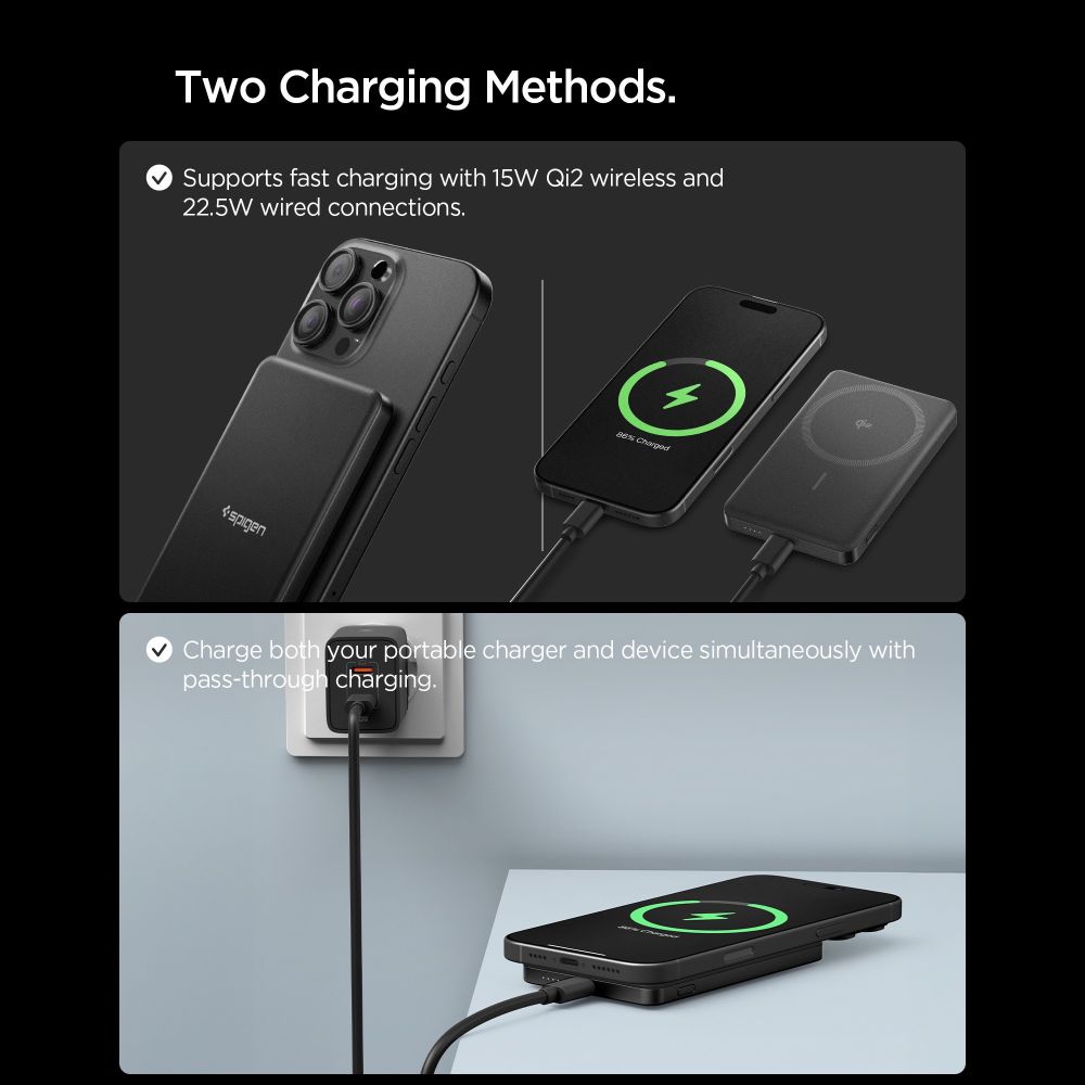 Spigen Spigen 5000 mAh 22.5W Qi2 MagSafe Powerbank Essential Svart