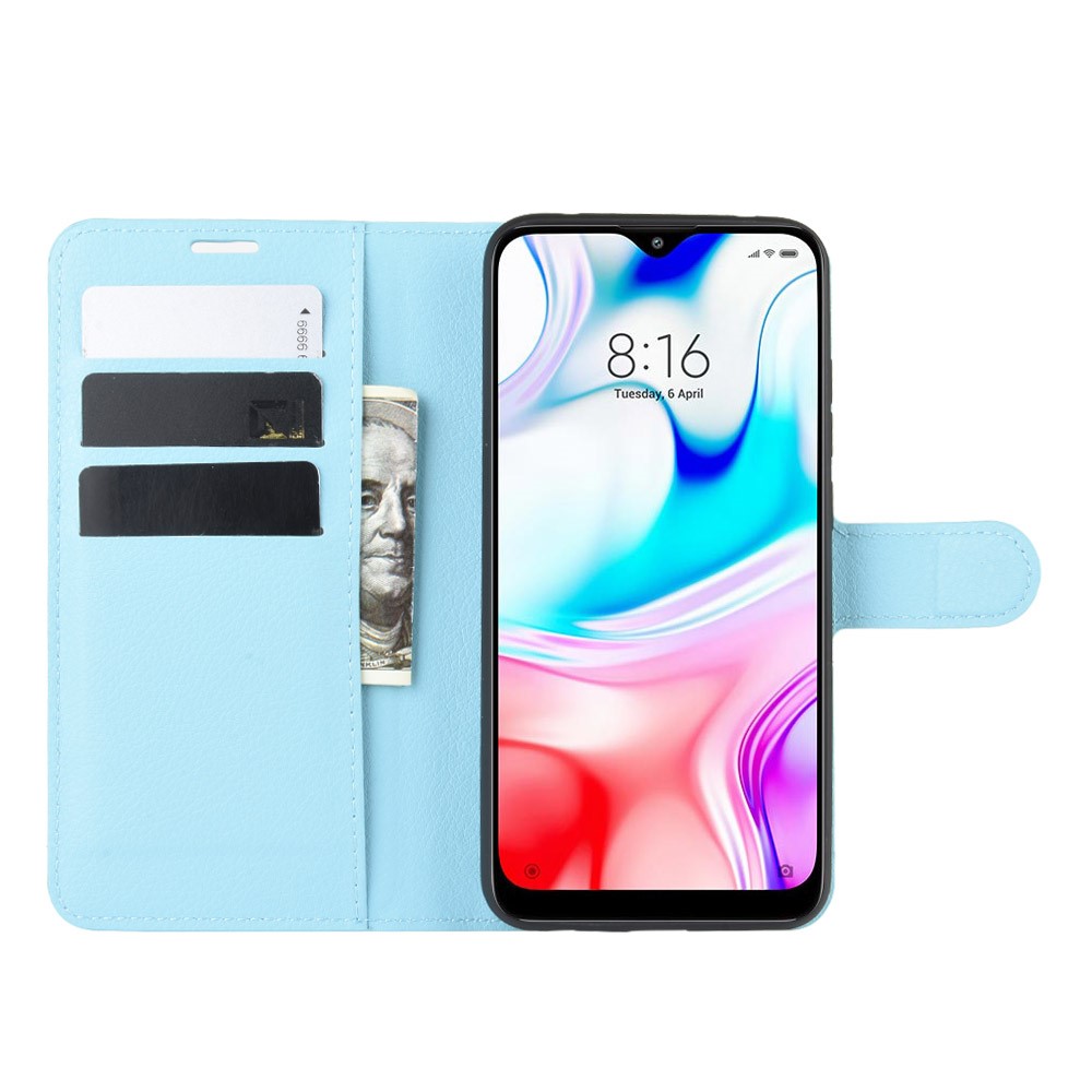  Xiaomi Redmi 8 - Litchi Plånboksfodral - Ljus Blå