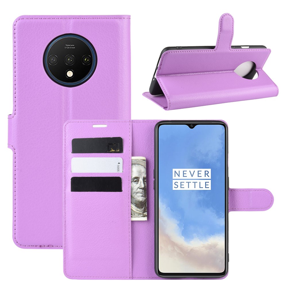  OnePlus 7T - Litchi Plånboksfodral - Lila