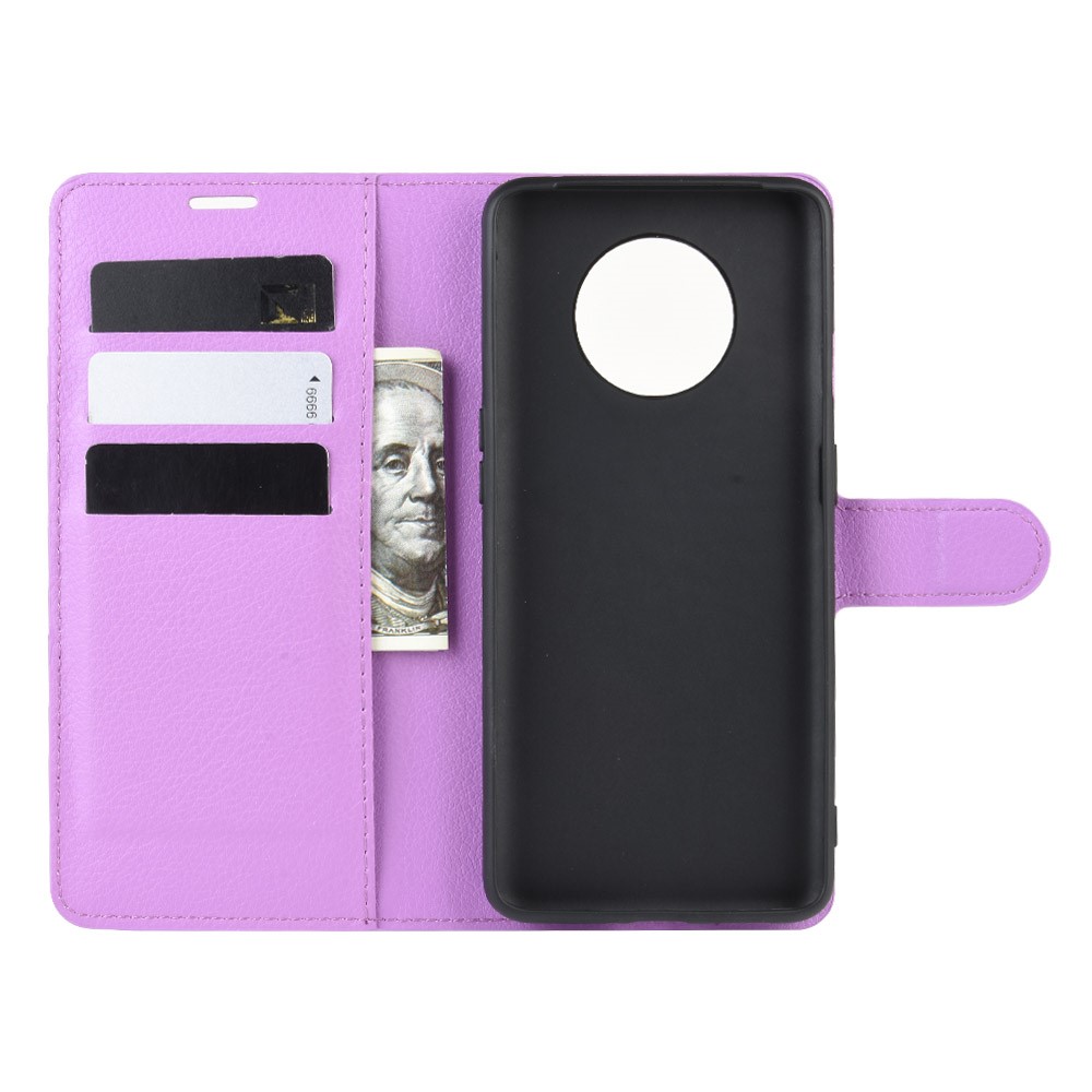  OnePlus 7T - Litchi Plånboksfodral - Lila