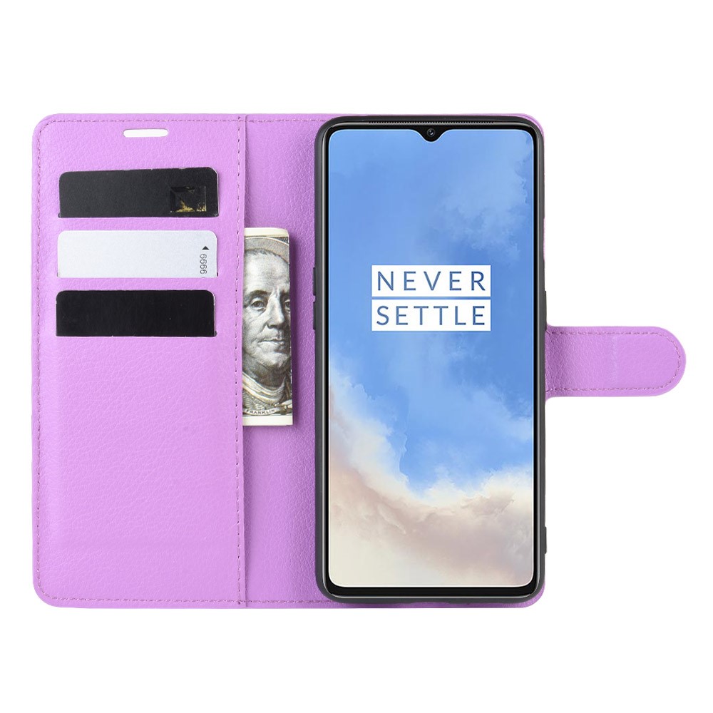  OnePlus 7T - Litchi Plånboksfodral - Lila