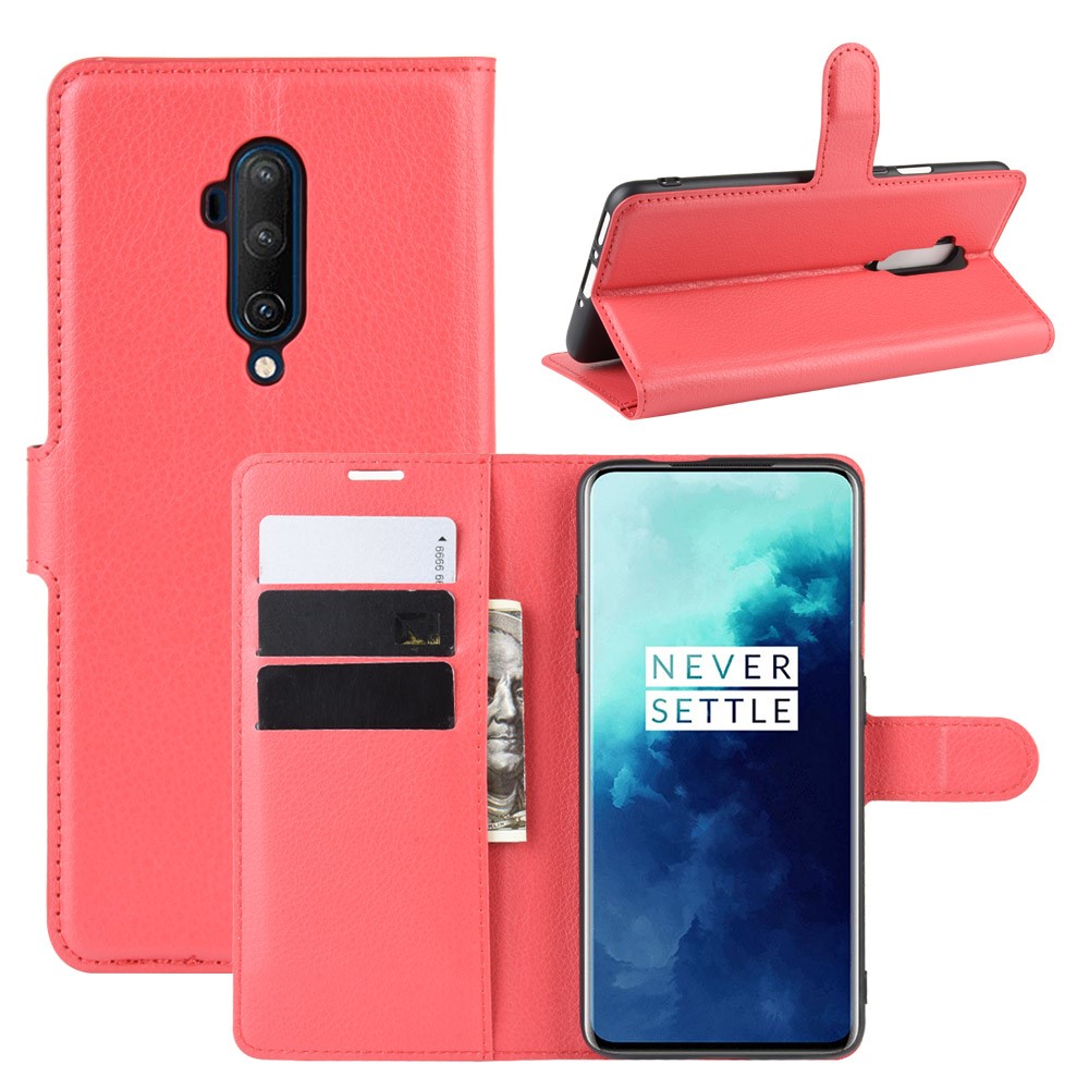 OnePlus 7T Pro - Litchi Plånboksfodral - Röd