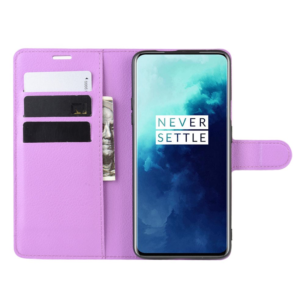  OnePlus 7T Pro - Litchi Plånboksfodral - Lila