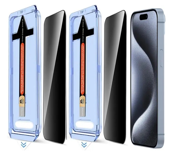  iPhone 15 Pro Max 2-PACK Skärmskydd Härdat Glas Privacy