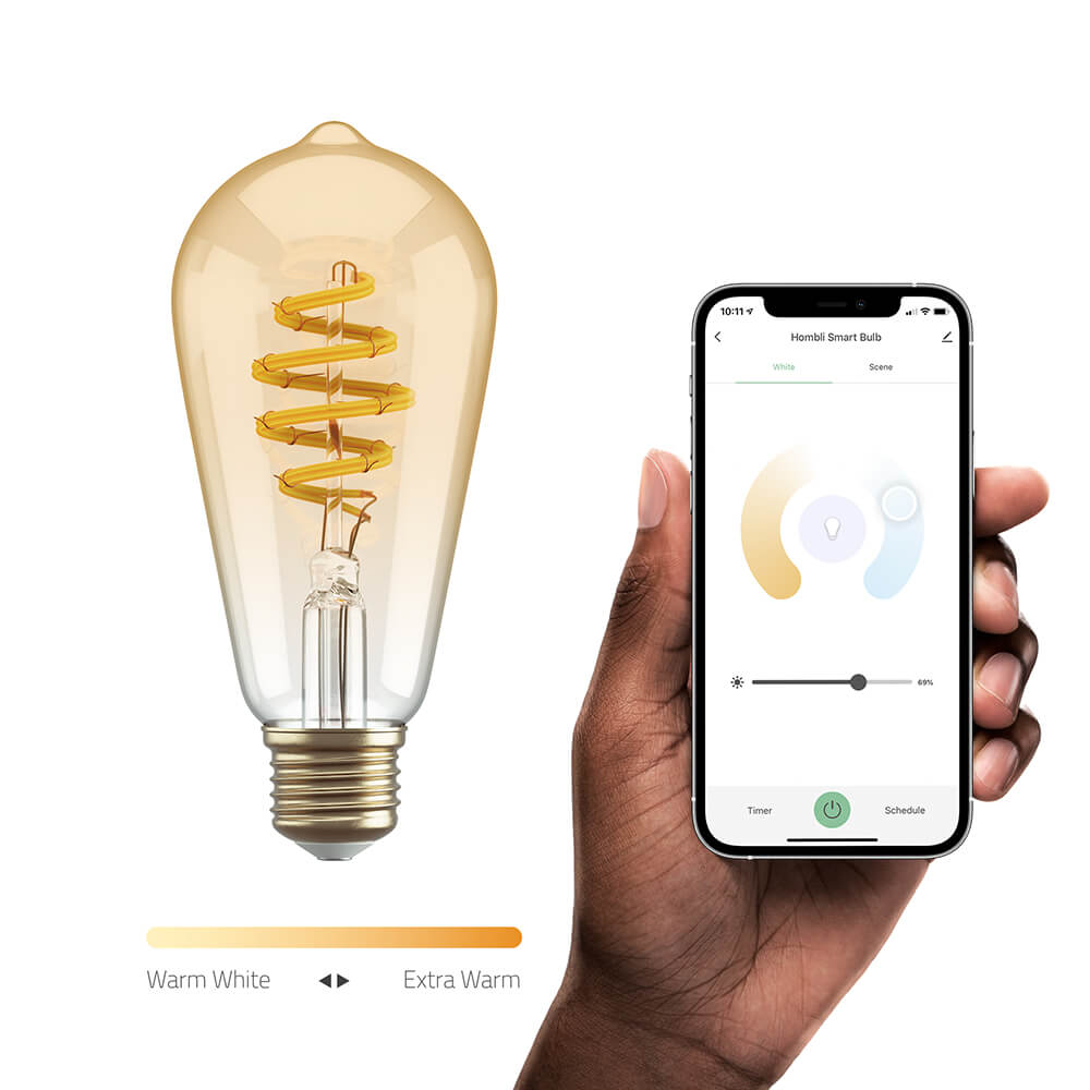 Hombli Hombli Smart Lampa Glödtråd E27 ST64-Bärnsten CCT