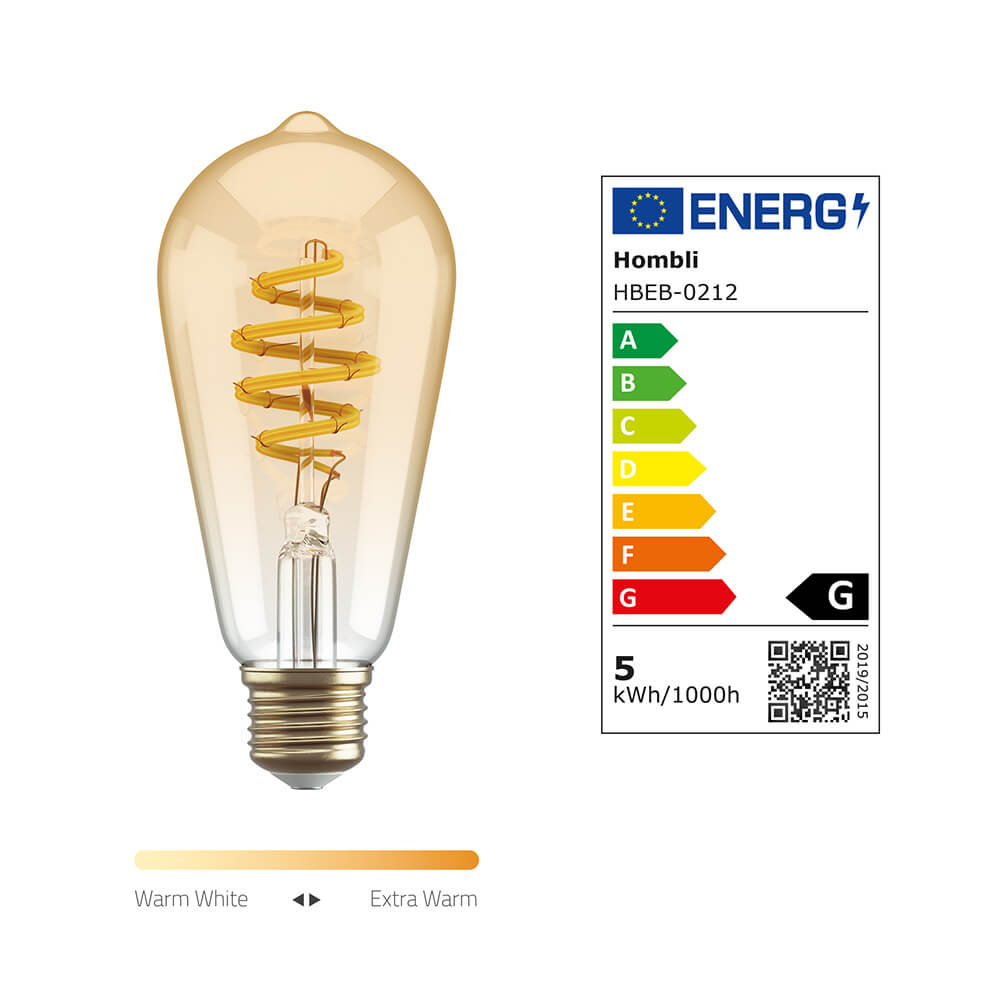 Hombli Hombli Smart Lampa Glödtråd E27 ST64-Bärnsten CCT