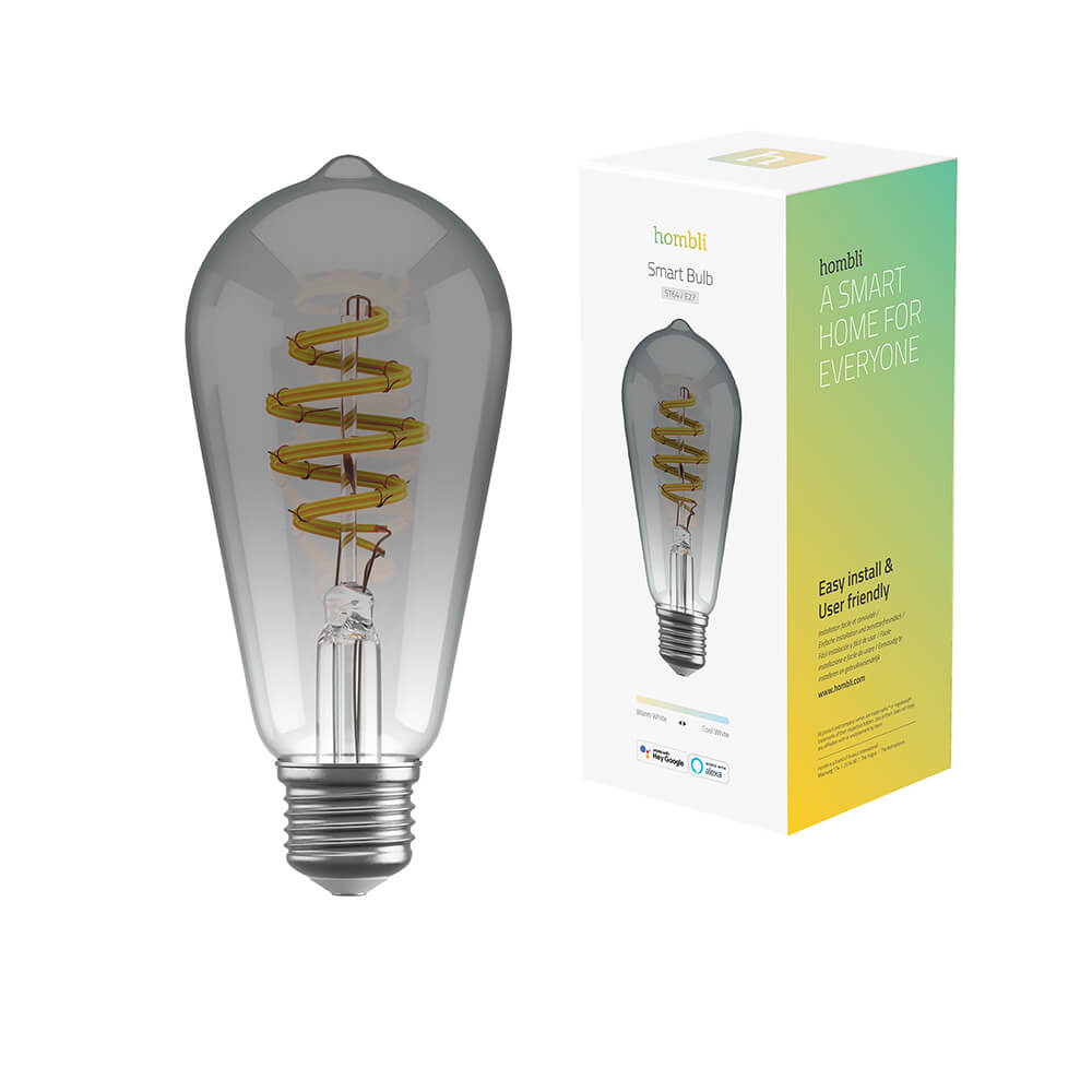 Hombli Hombli Smart Lampa Glödtråd E27 ST64-Rök CCT