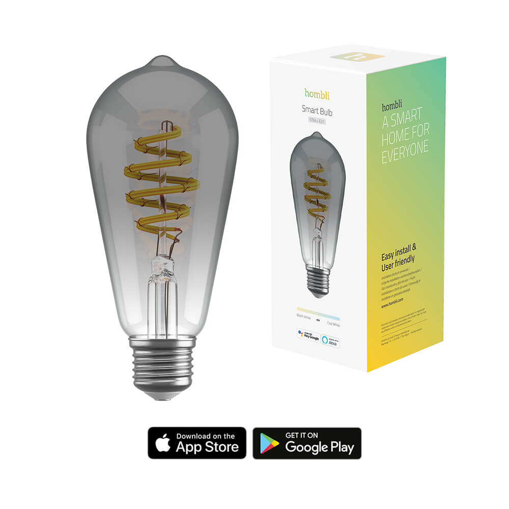 Hombli Hombli Smart Lampa Glödtråd E27 ST64-Rök CCT