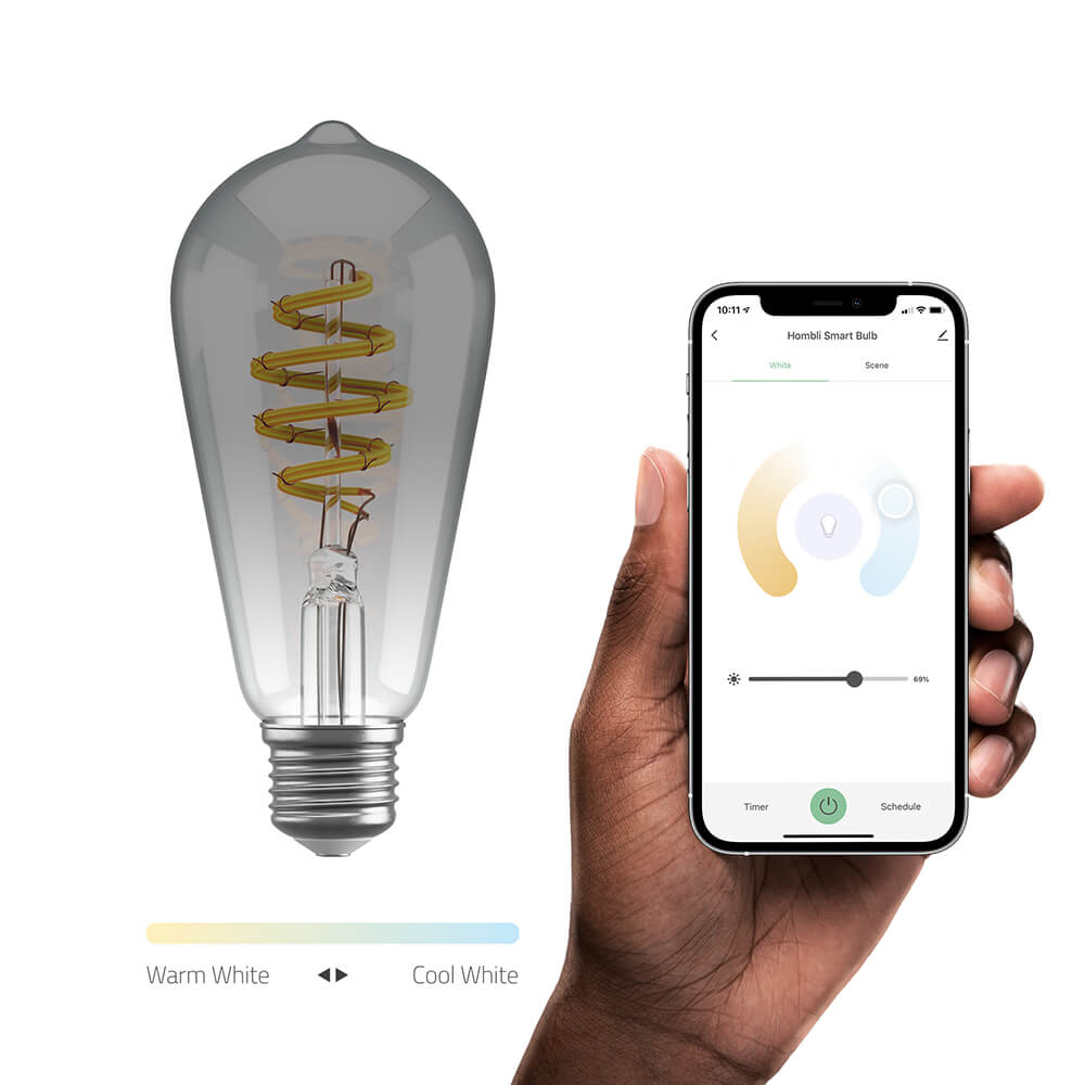 Hombli Hombli Smart Lampa Glödtråd E27 ST64-Rök CCT