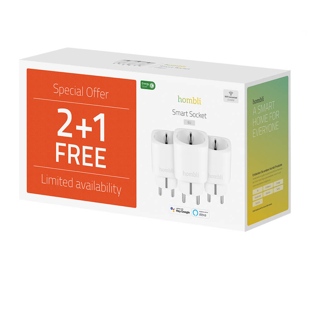 Hombli Hombli 3-PACK EU Smart Plug Promo Pack Vit