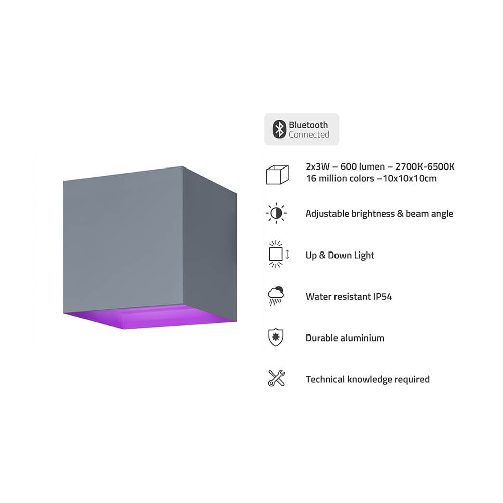 Hombli Hombli Smart Vägglampa Inomhus och Utomhus RGB CCT Grå