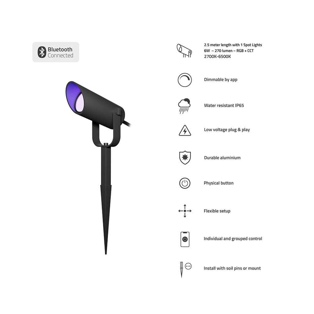 Hombli Hombli Smart Utomhus Spotlight 1-pack RGB CCT Svart