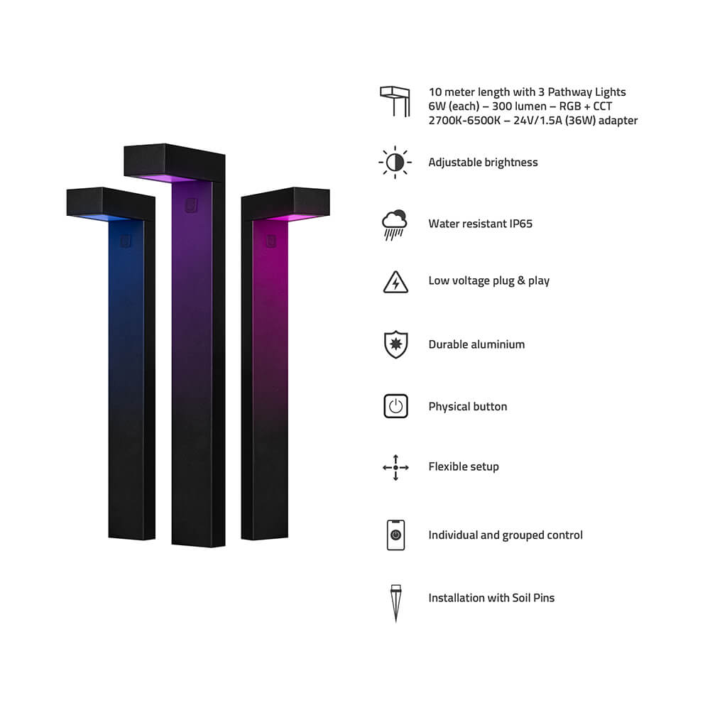 Hombli Hombli Smart Gångbelysning 3-pack RGB CCT Svart