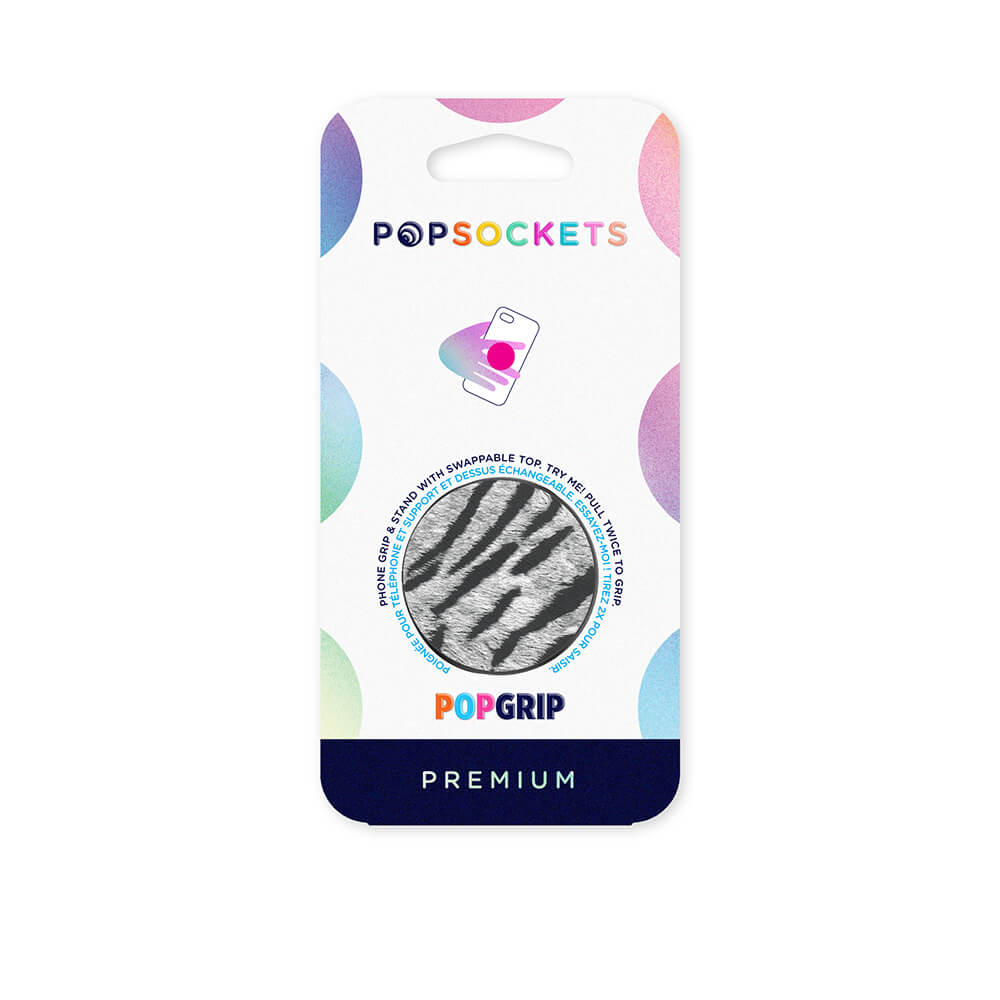 PopSockets PopSockets Avtagbart Grip med Ställfunktion Premium Vegan Leather Zebra