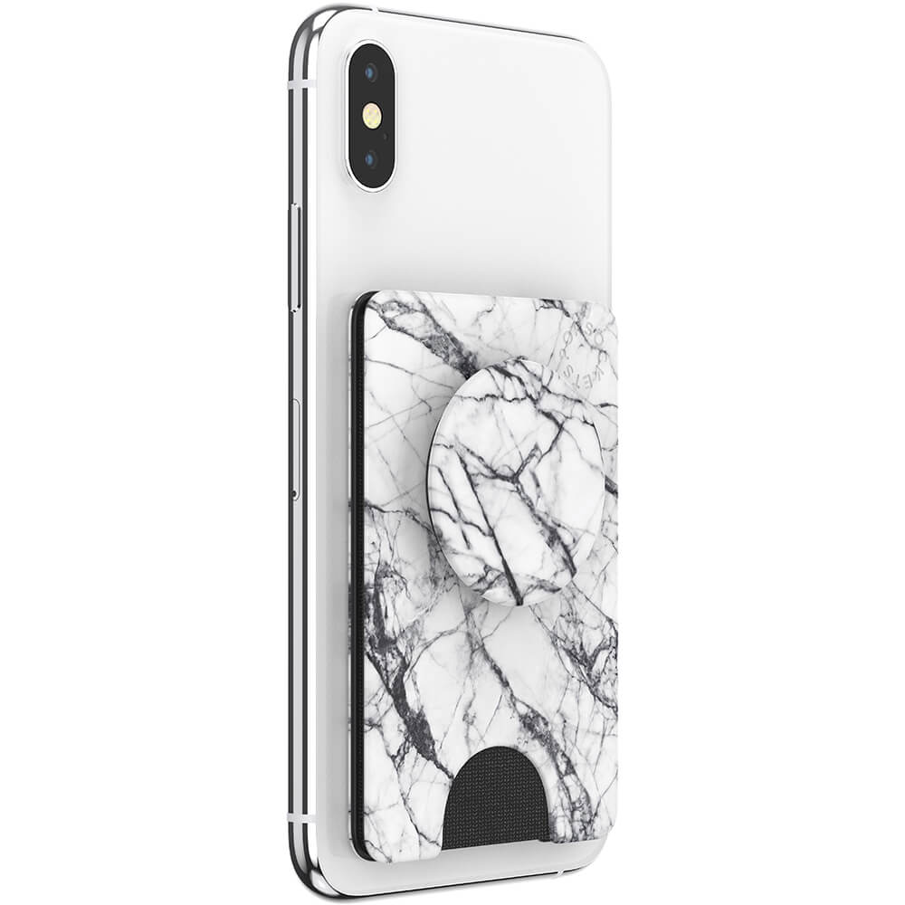 PopSockets PopSockets PopWallet+ Avtagbar Mobil Plånbok Dove White Marble