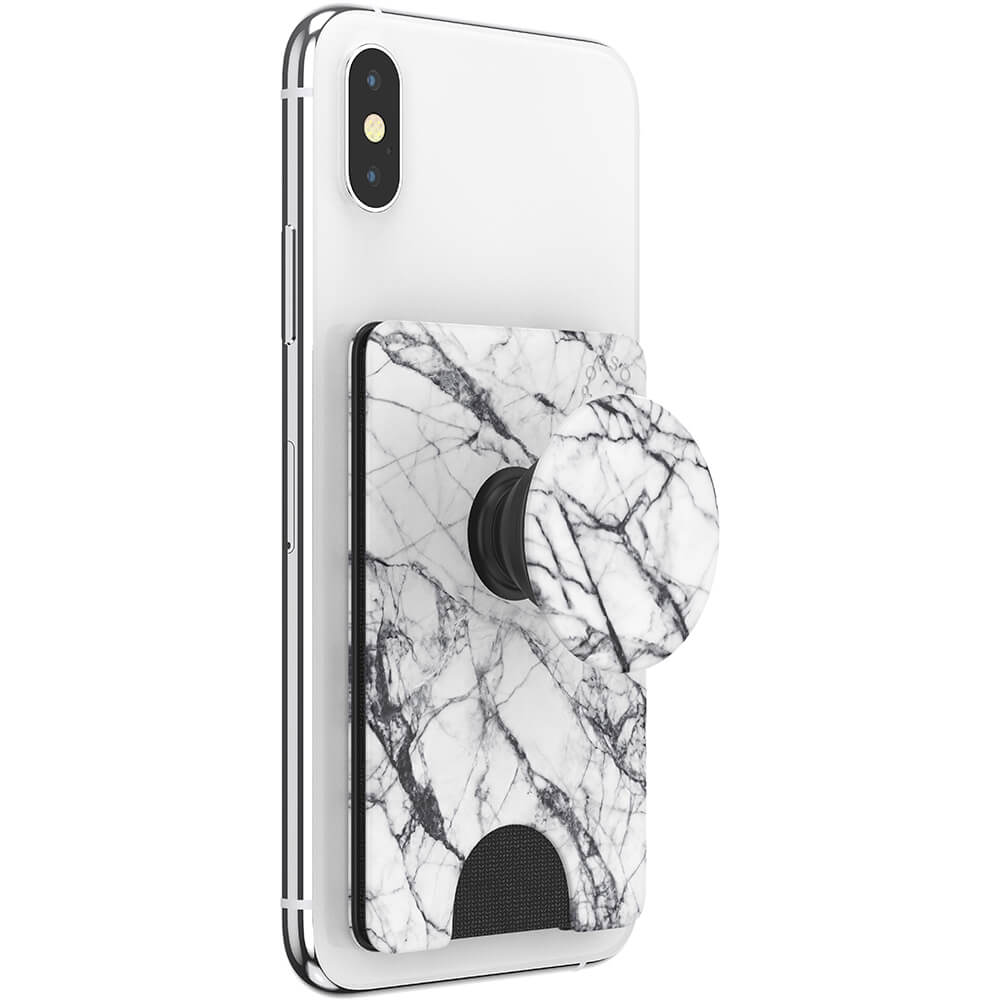 PopSockets PopSockets PopWallet+ Avtagbar Mobil Plånbok Dove White Marble