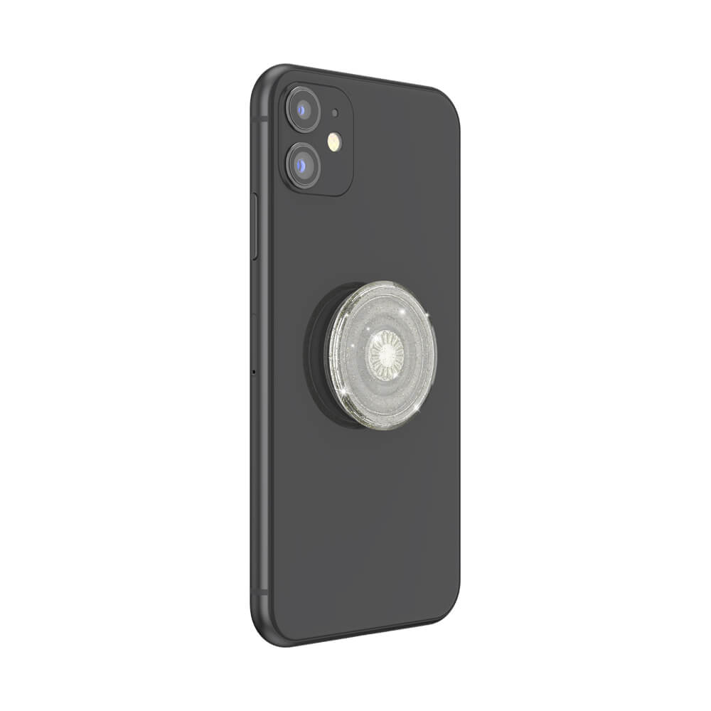 PopSockets PopSockets Avtagbart Grip med Ställfunktion Clear Glitter Silver