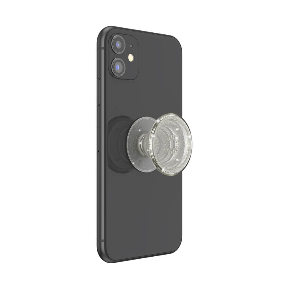PopSockets PopSockets Avtagbart Grip med Ställfunktion Clear Glitter Silver