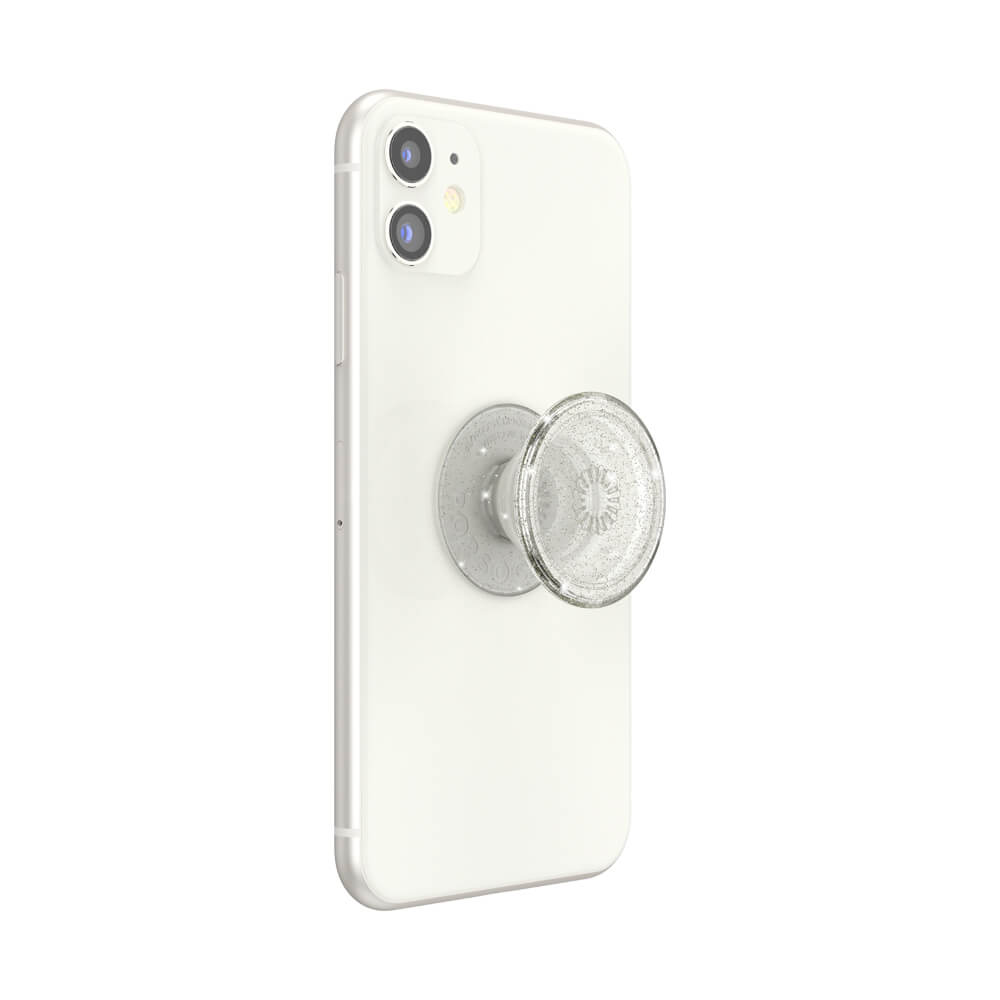 PopSockets PopSockets Avtagbart Grip med Ställfunktion Clear Glitter Silver