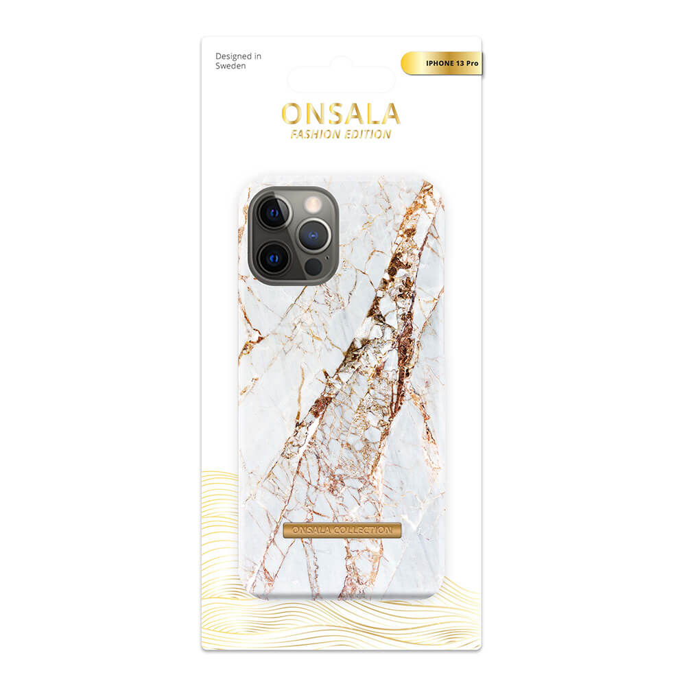 Onsala ONSALA iPhone 13 Pro Mobilskal Soft White Rhino Marble