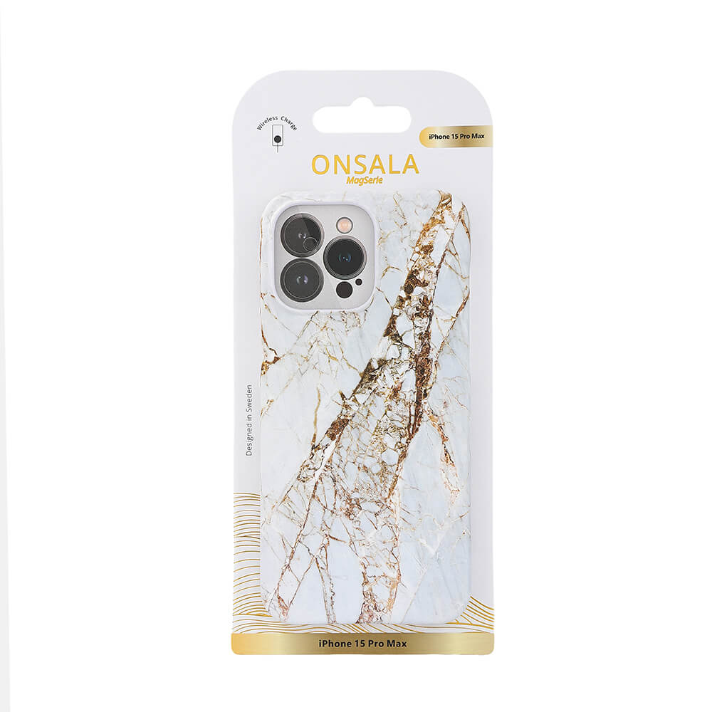 Onsala ONSALA iPhone 15 Pro Max Mobilskal MagSafe Marmor White Rhino