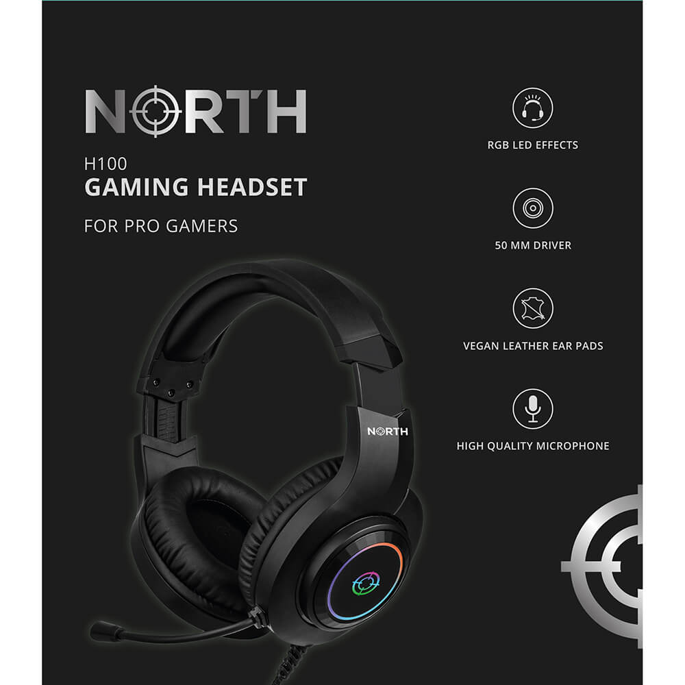 NORTH NORTH Gaming Headset H100 RGB Svart