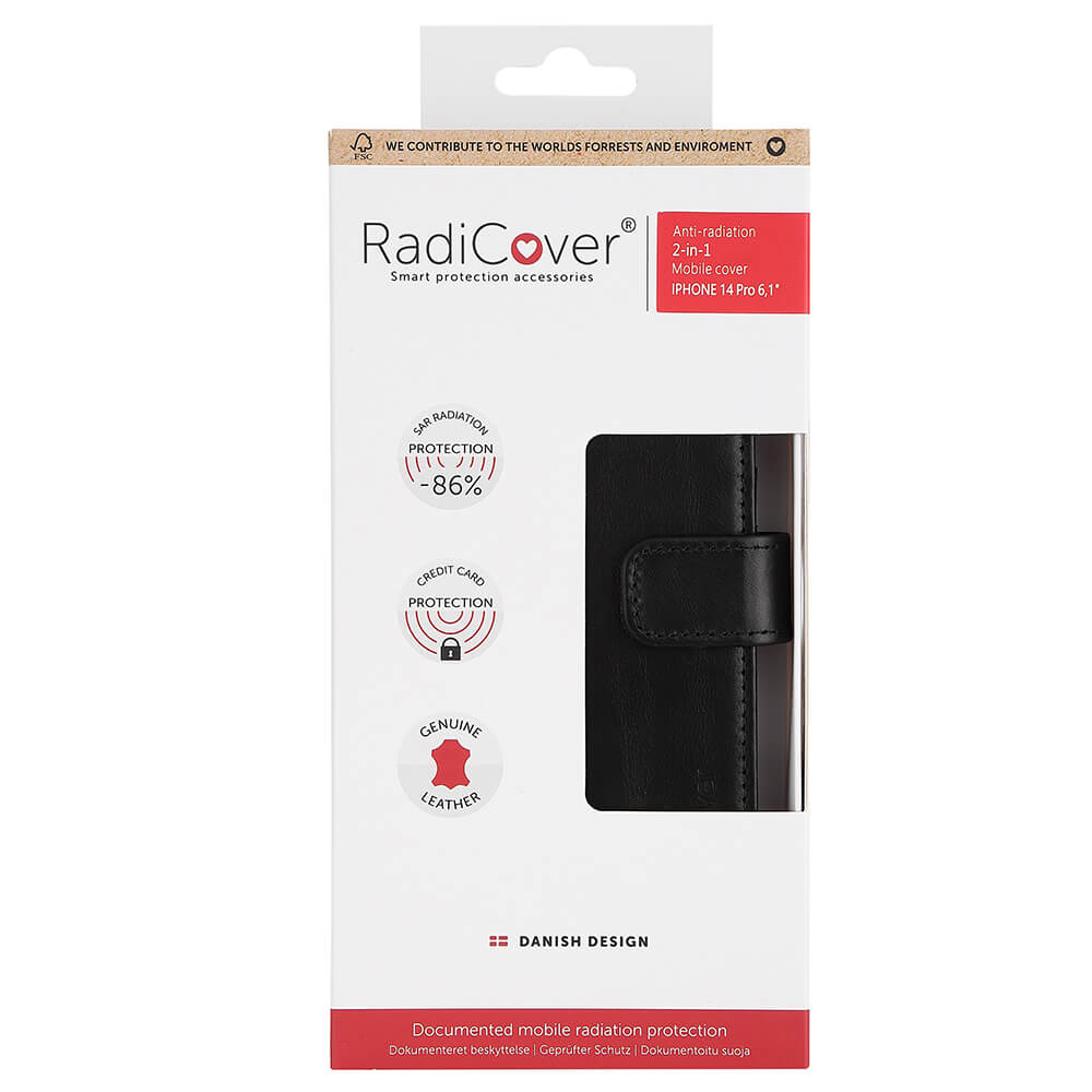 Radicover Radicover iPhone 14 Pro Mobilfodral 2in1 Äkta Läder Svart