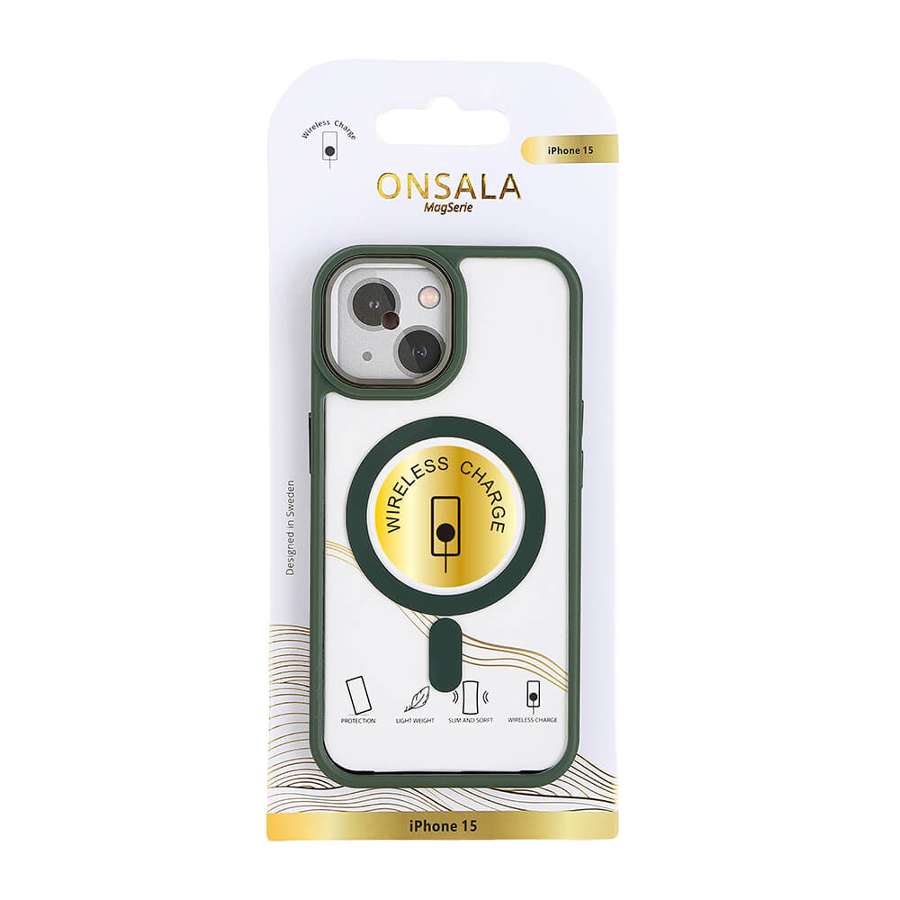 Onsala ONSALA iPhone 15 Skal Bumper MagSafe Grön/Transparent
