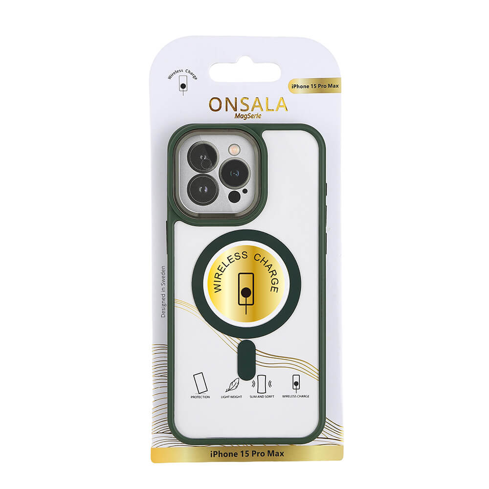 Onsala ONSALA iPhone 15 Pro Max Skal Bumper MagSafe Grön/Transparent