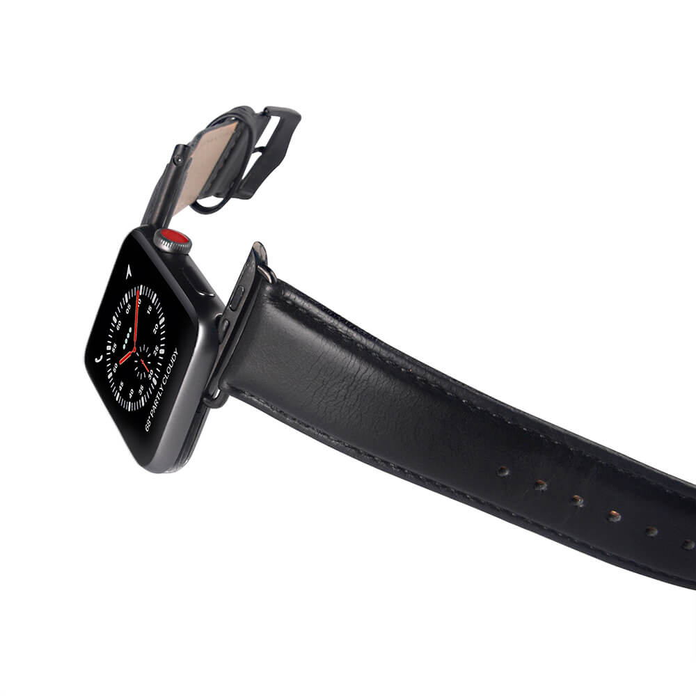 Buffalo Buffalo Apple Watch 42/41/40/38 mm Armband Äkta Läder Svart