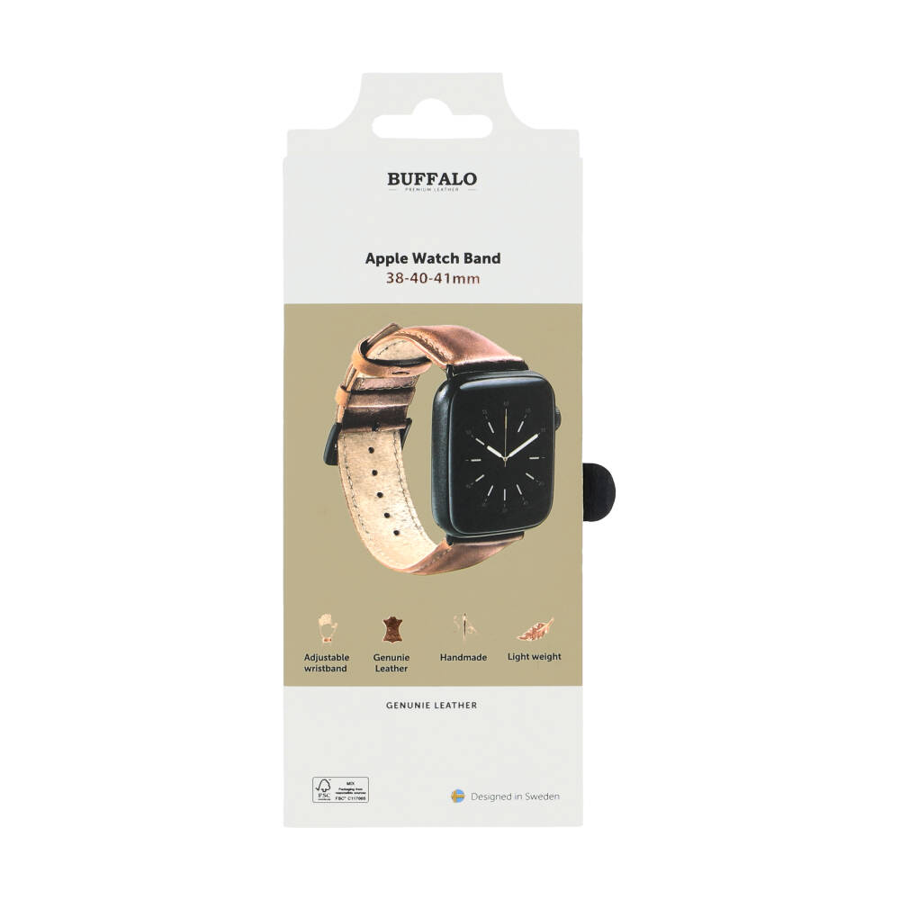 Buffalo Buffalo Apple Watch 42/41/40/38 mm Armband Äkta Läder Brun