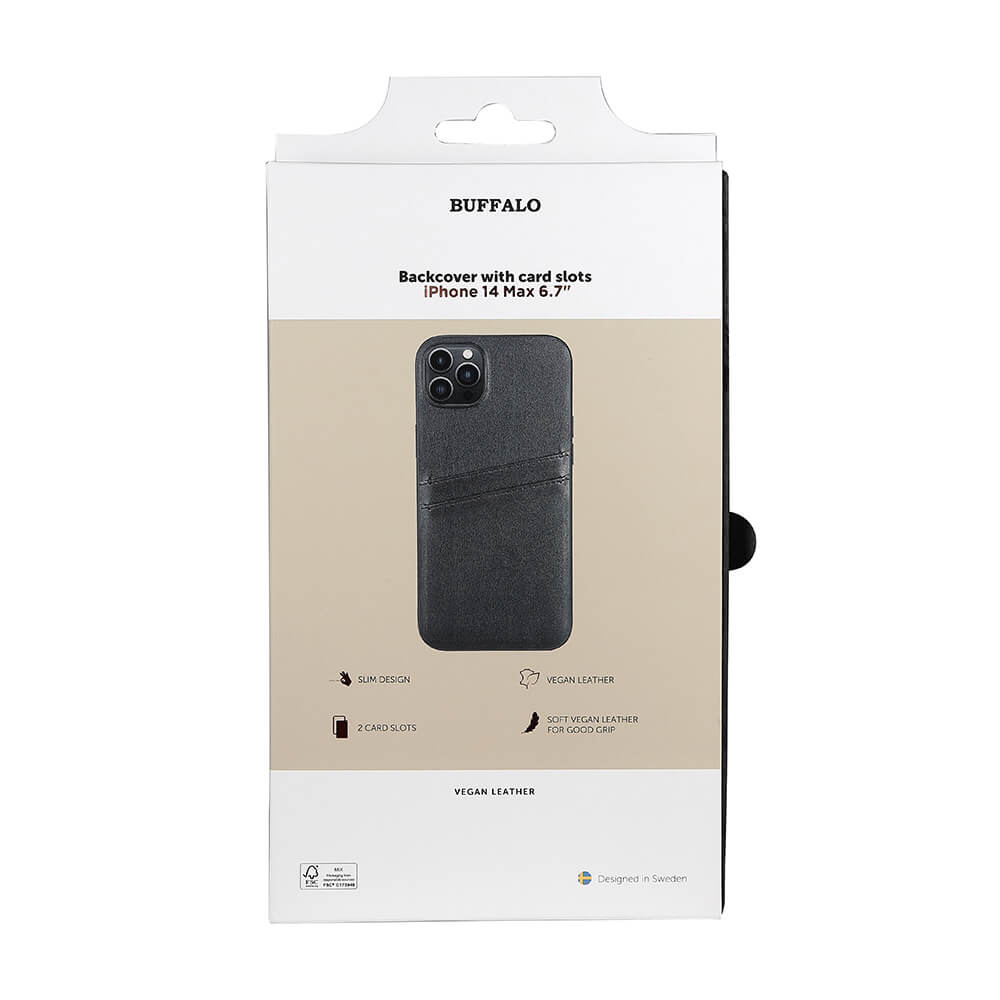 Buffalo Buffalo iPhone 14 Plus Skal Läder Med 2 Kortfack Svart