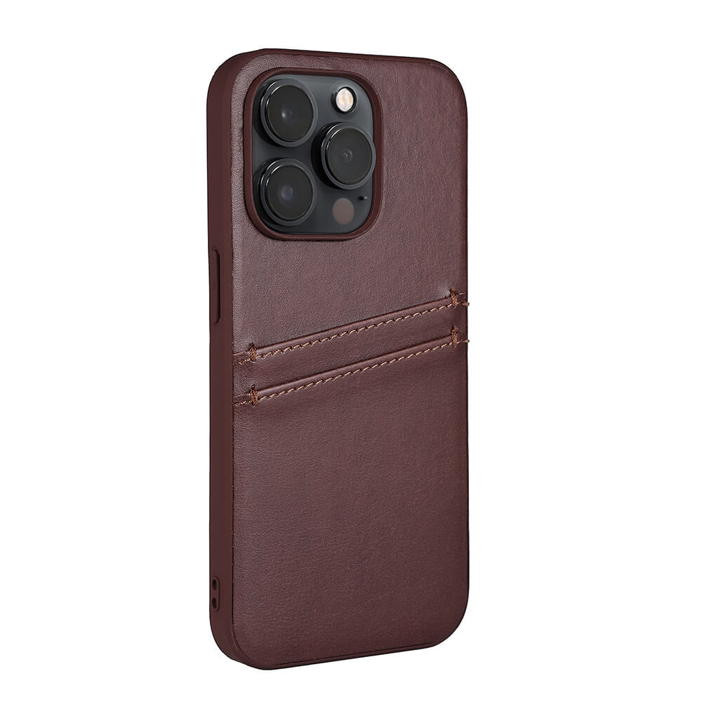 Buffalo Buffalo iPhone 14 Pro Skal Läder Med 2 Kortfack Brun