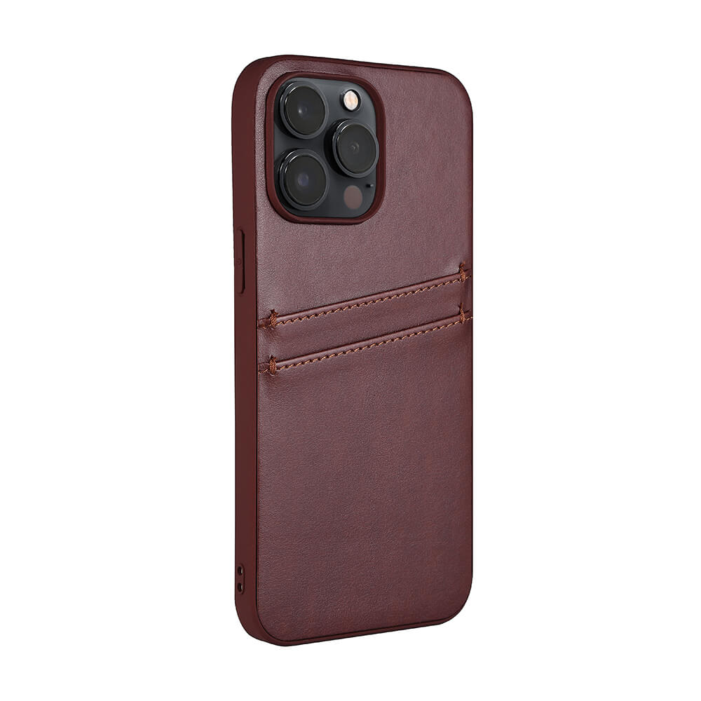 Buffalo Buffalo iPhone 14 Pro Max Skal Läder Med 2 Kortfack Brun