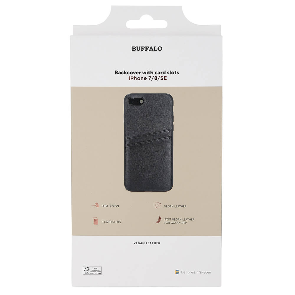 Buffalo Buffalo iPhone 7/8/SE Skal Läder Med 2 Kortfack Svart