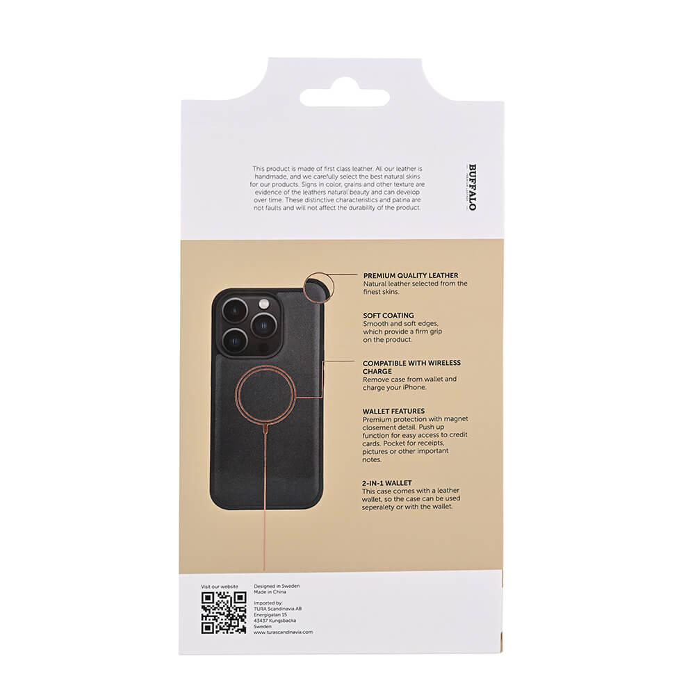 Buffalo Buffalo iPhone 15 Pro Fodral 2in1 Äkta Läder Svart